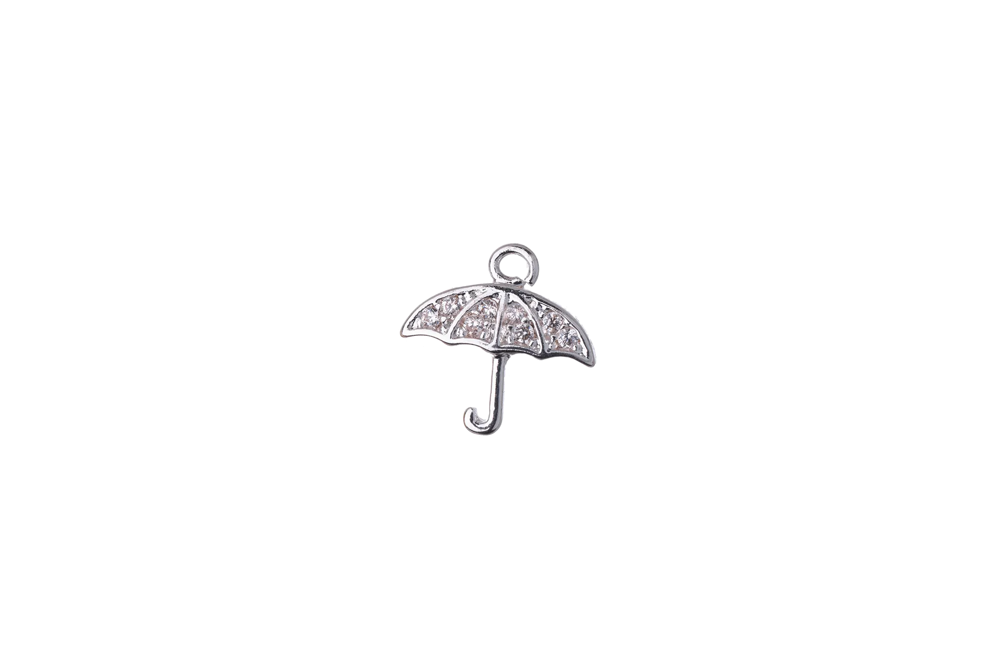10mm x 10mm Cubic Zirconia Umbrella Charm - Plated Brass - Sold Individually - K119