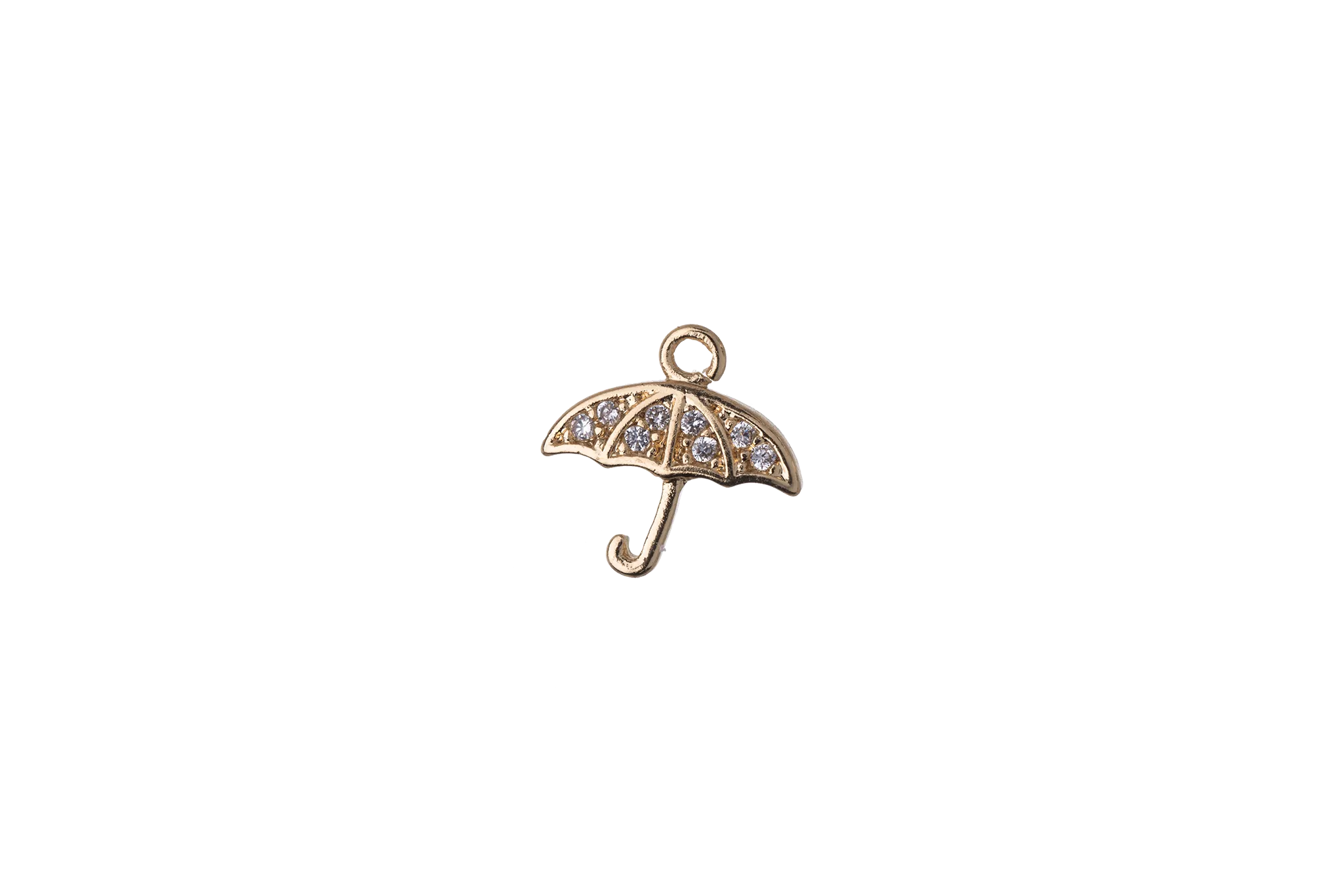 10mm x 10mm Cubic Zirconia Umbrella Charm - Plated Brass - Sold Individually - K119