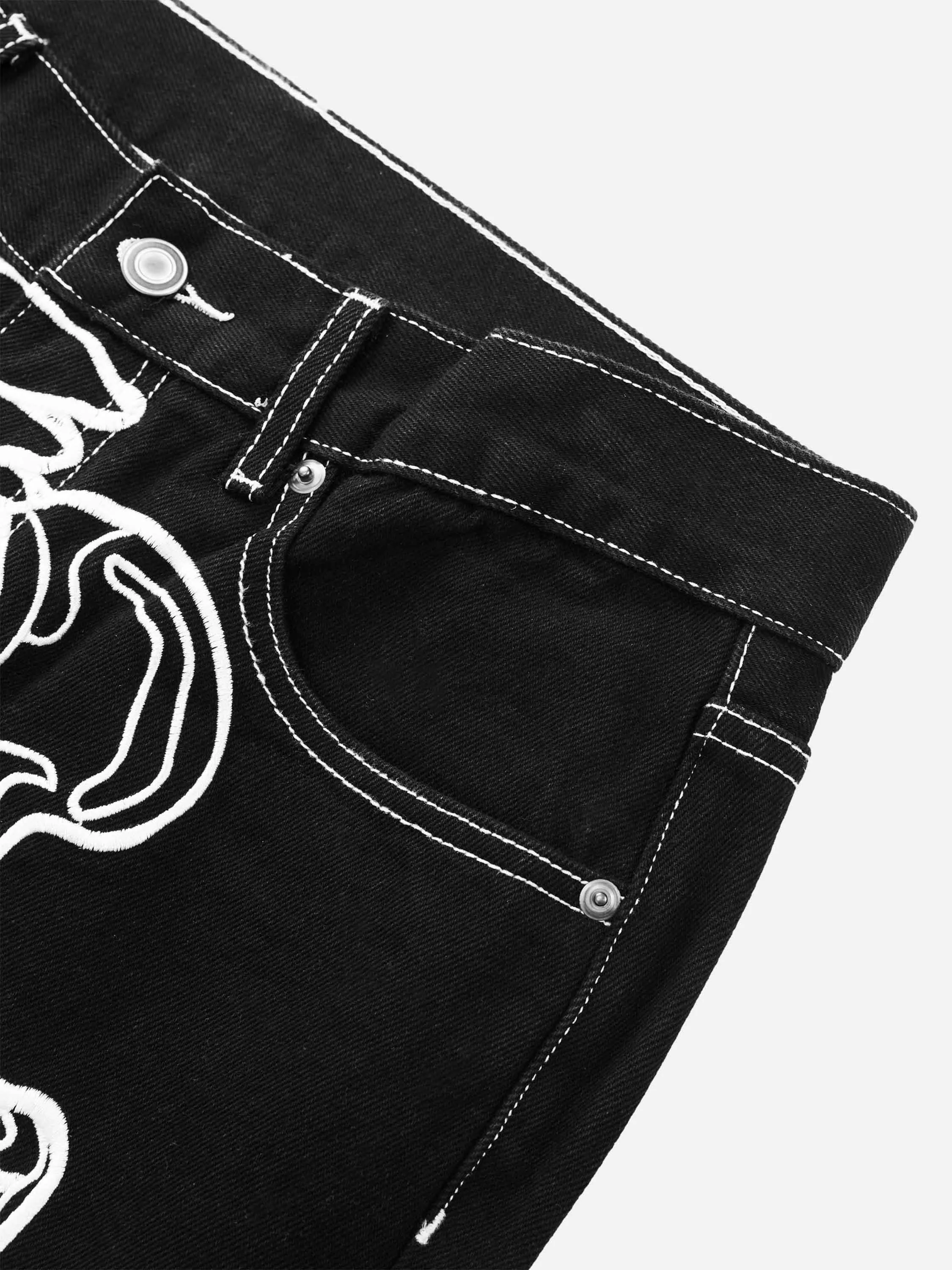 1984 Hip Hop Bones Embroidered Jeans - 1859