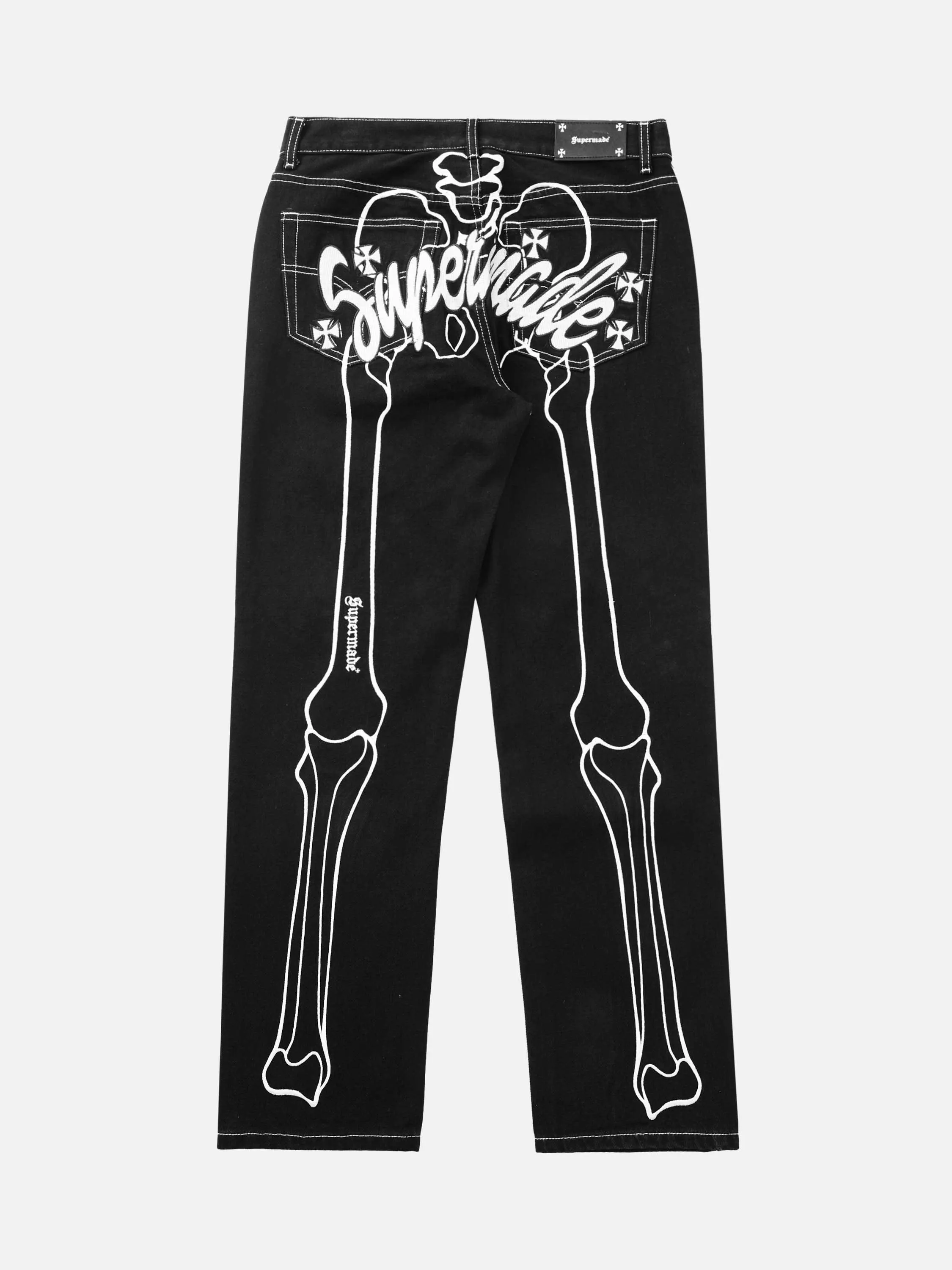 1984 Hip Hop Bones Embroidered Jeans - 1859