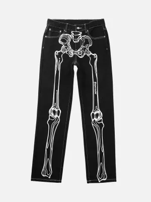 1984 Hip Hop Bones Embroidered Jeans - 1859