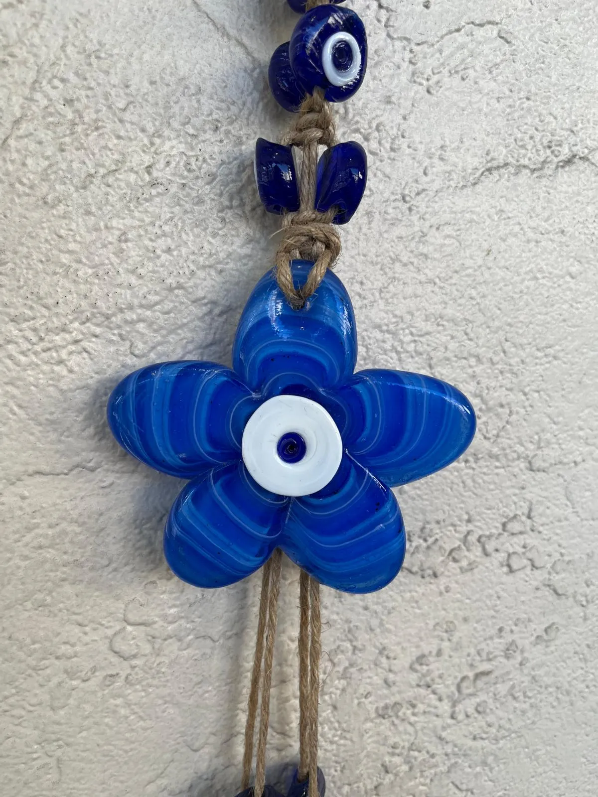 41 Flower Blue Glass Evil Eye Beads