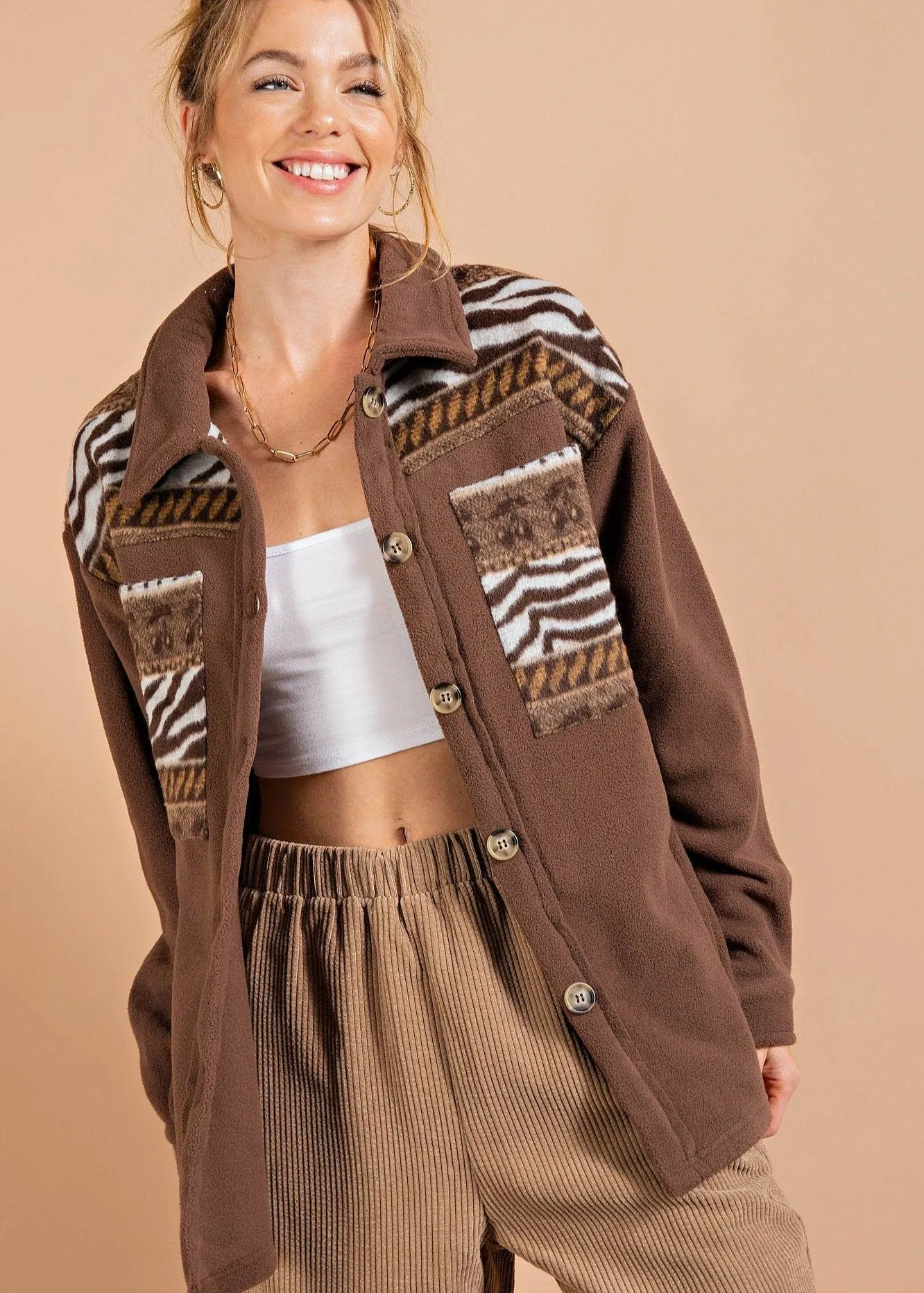 A Little Bit Wild Cozy Fleece Shacket