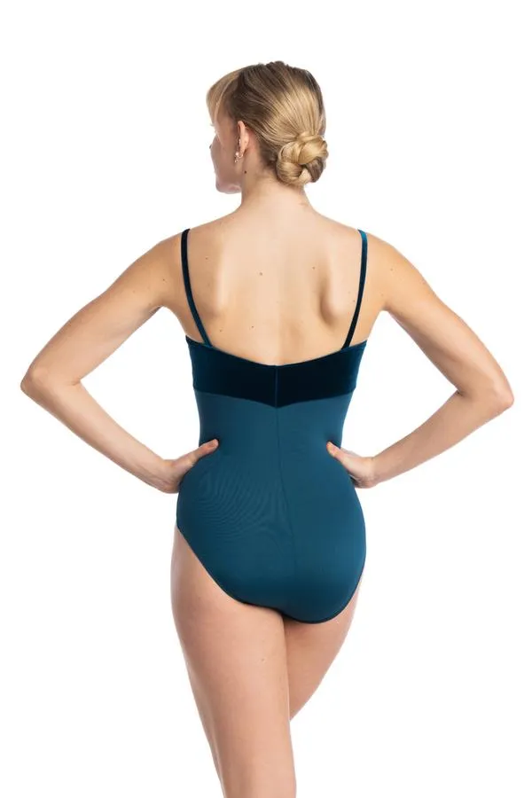 AinslieWear 103V Spaghetti Strap with Velvet Bodice Leotard