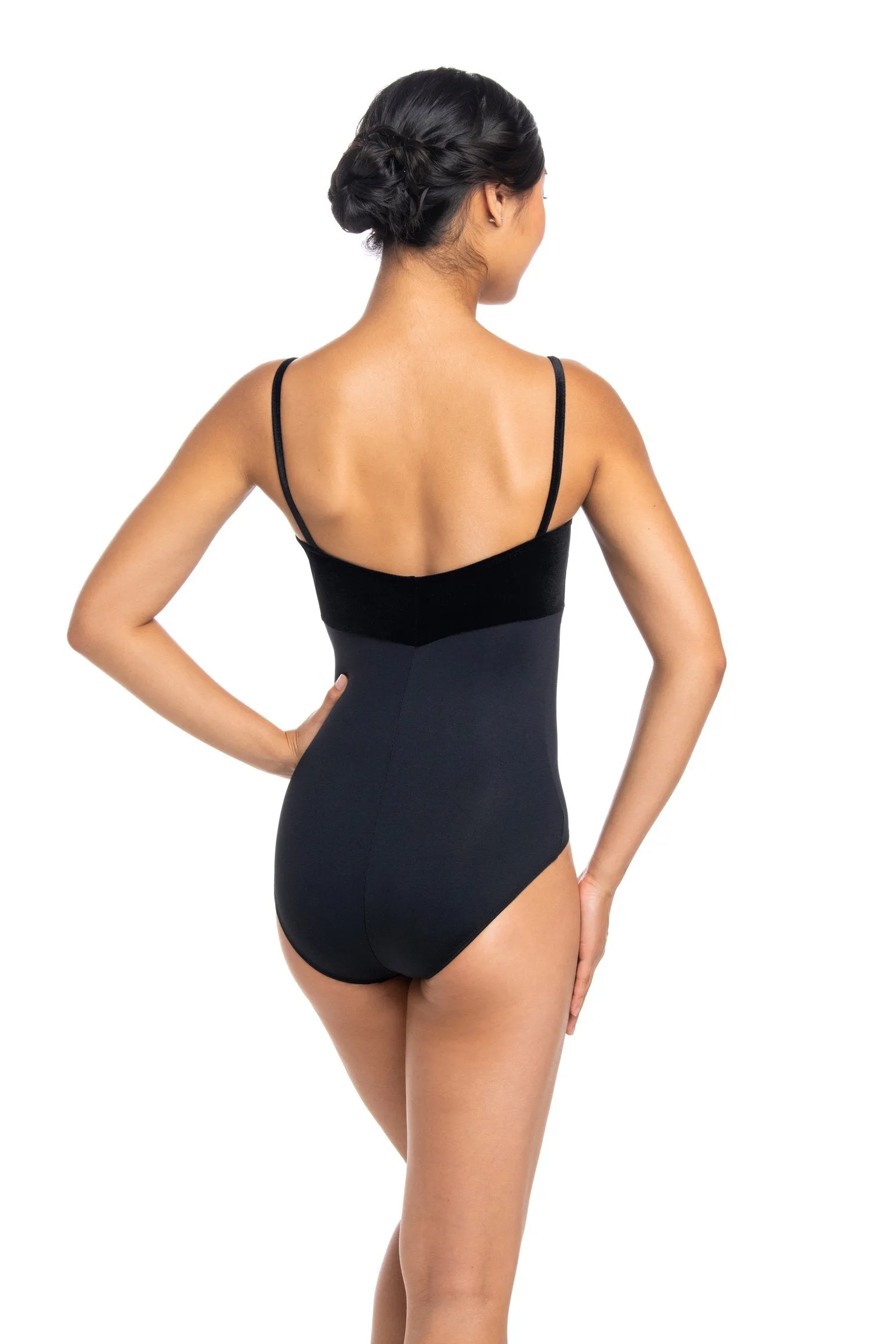 AinslieWear 103V Spaghetti Strap with Velvet Bodice Leotard
