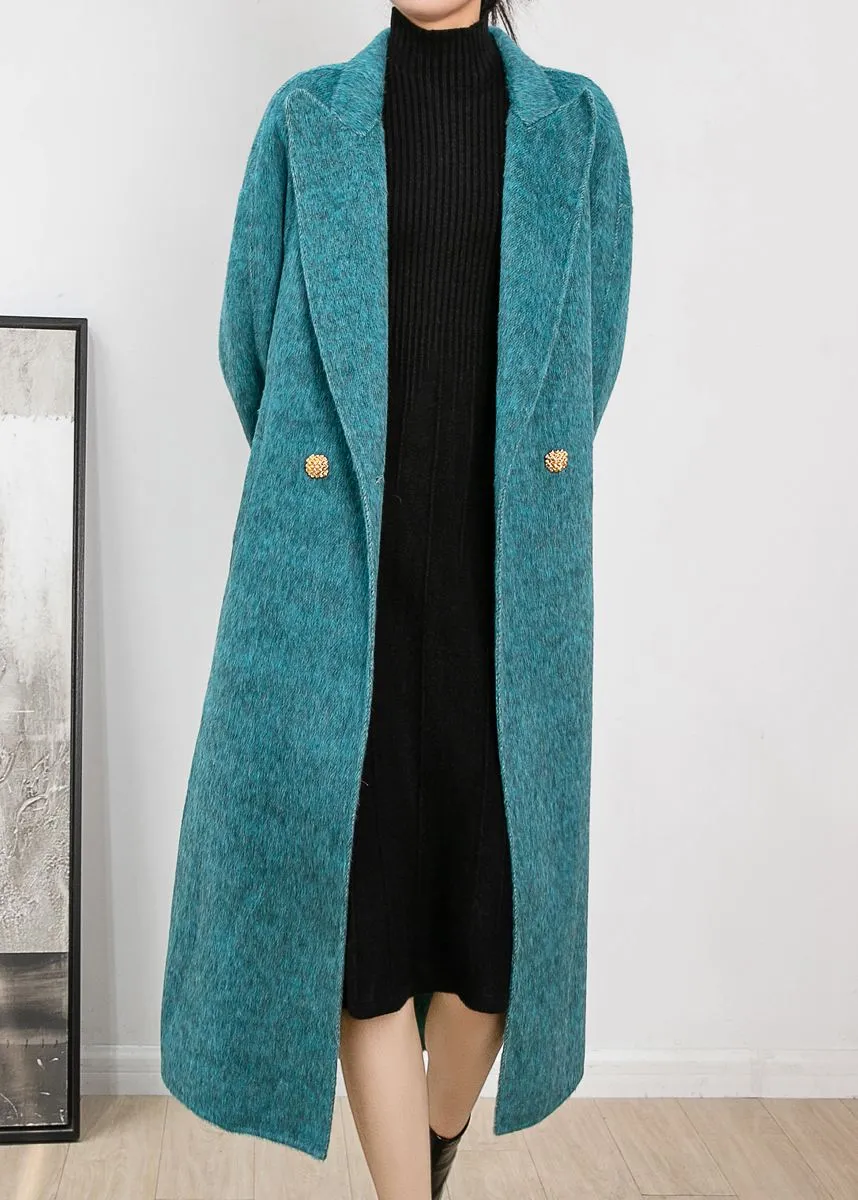Aqua Two Button Double Face Wool Blend Fleece Long Coat