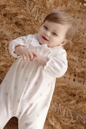 Babygrow - Velvet White Print Flowery