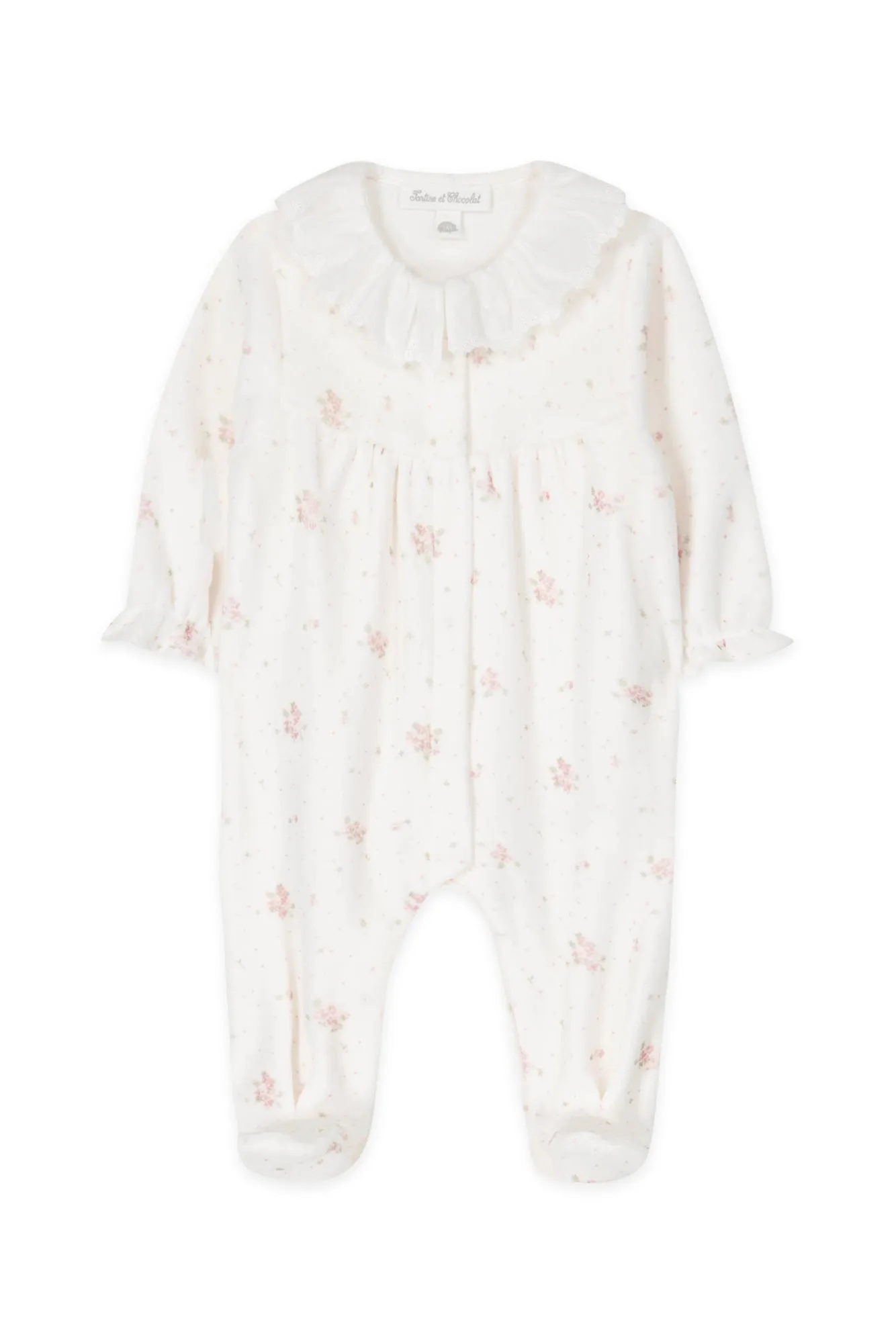 Babygrow - Velvet White Print Flowery