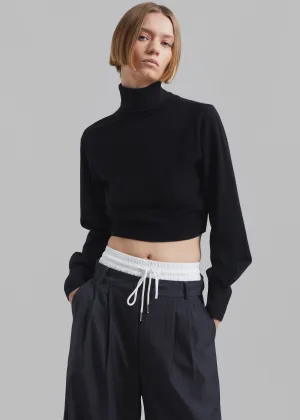 Bella Cropped Turtleneck - Black