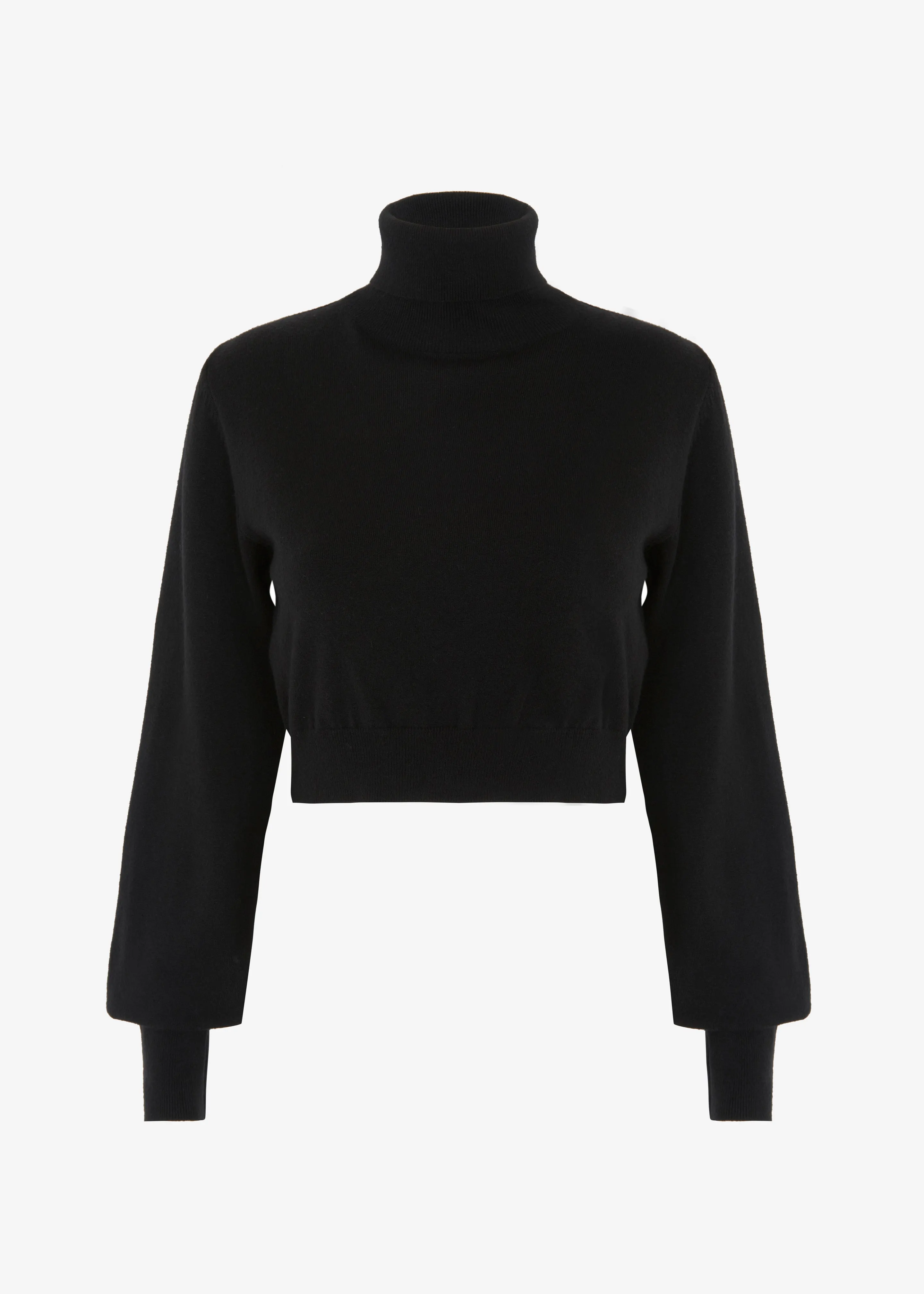 Bella Cropped Turtleneck - Black