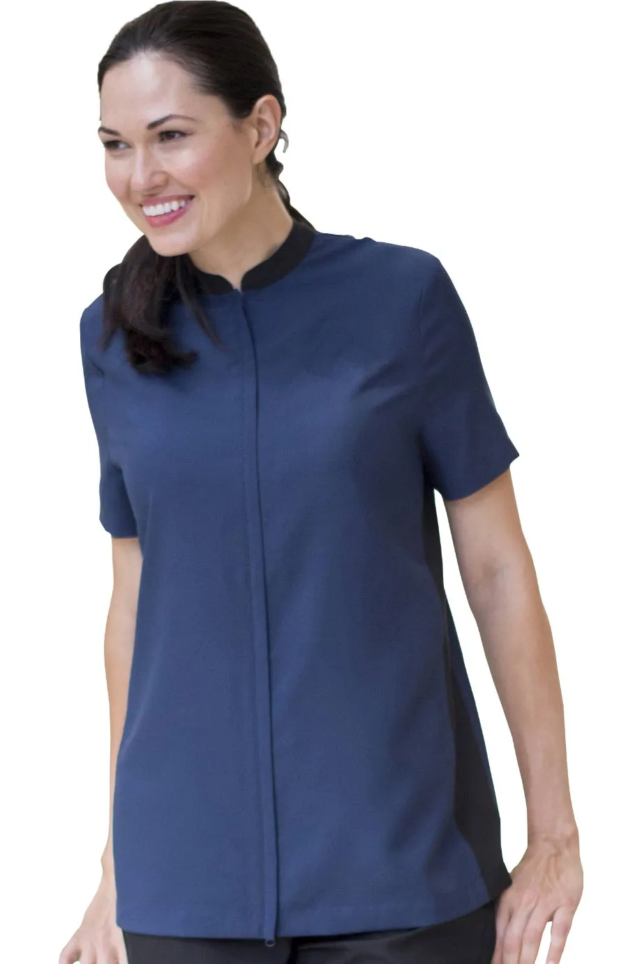 Black Housekeeping Full-Zip Tunic