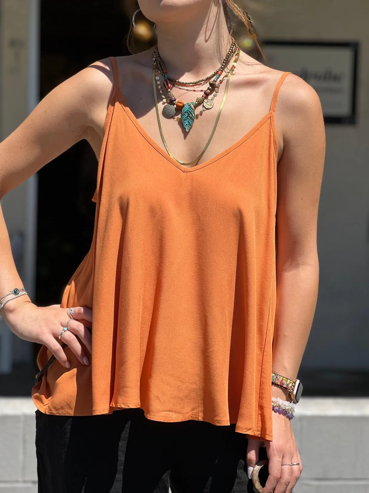 Black Viscose Tunic with Adjustable Strap