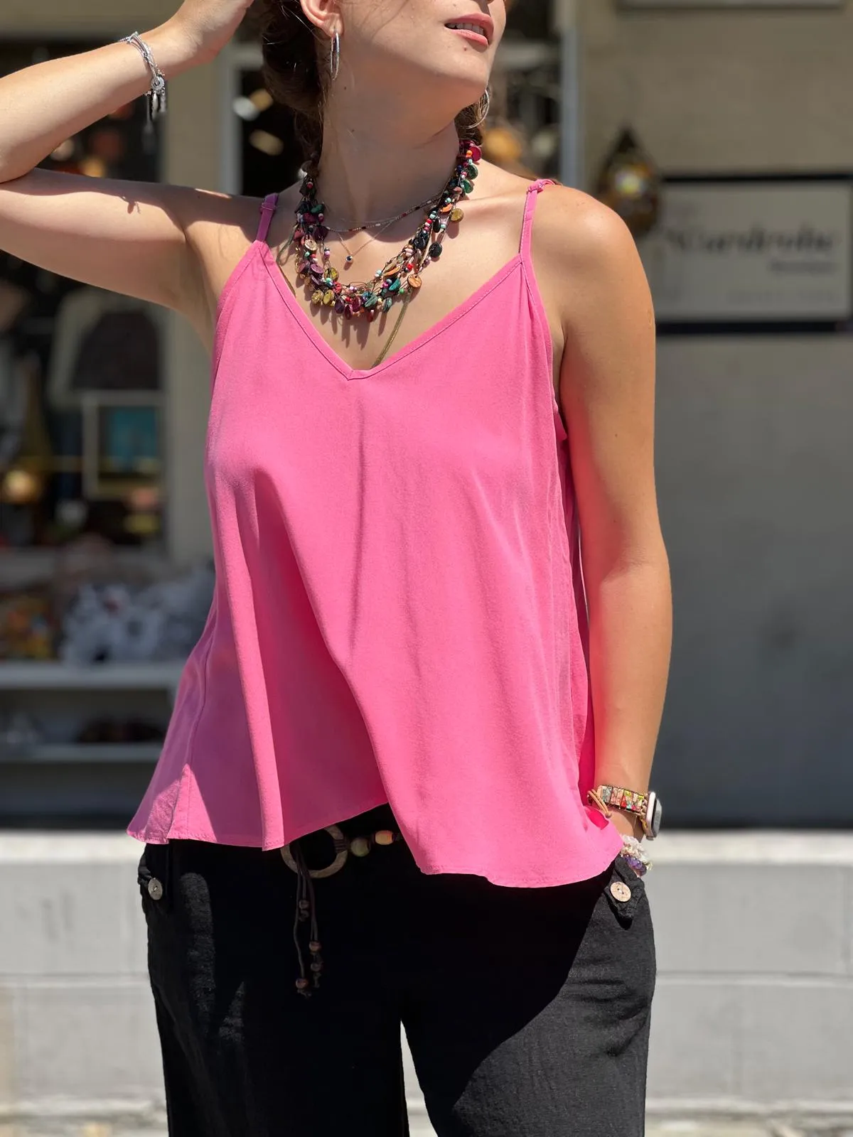 Blue Viscose Tunic with Adjustable Strap