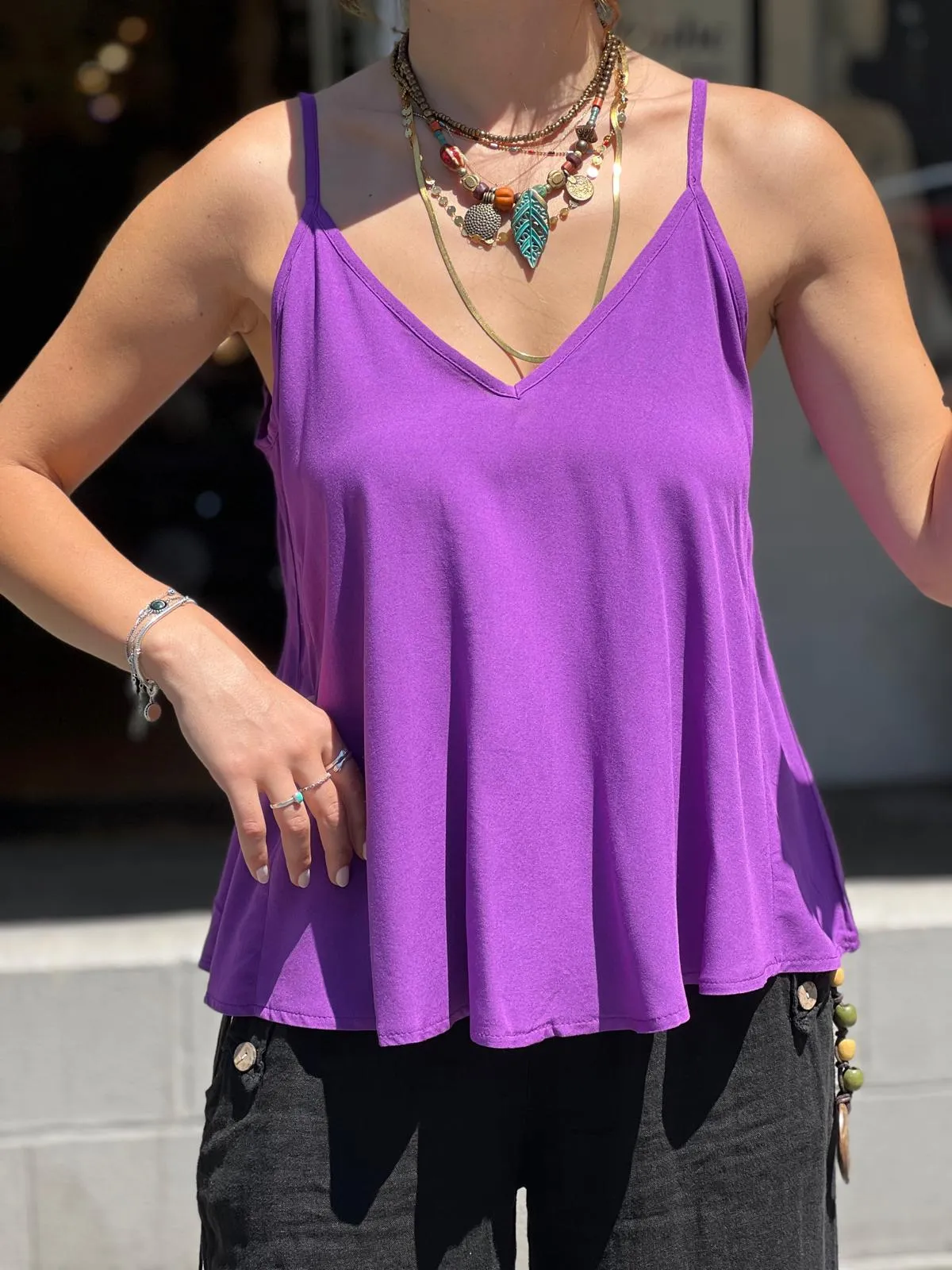 Blue Viscose Tunic with Adjustable Strap