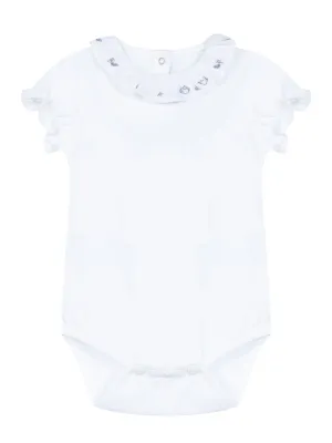 Bodysuit - Indigo jersey with embroidered birds collar