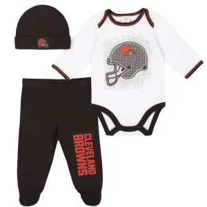 Browns Baby Boys 3-Piece Bodysuit, Pant, and Cap Set