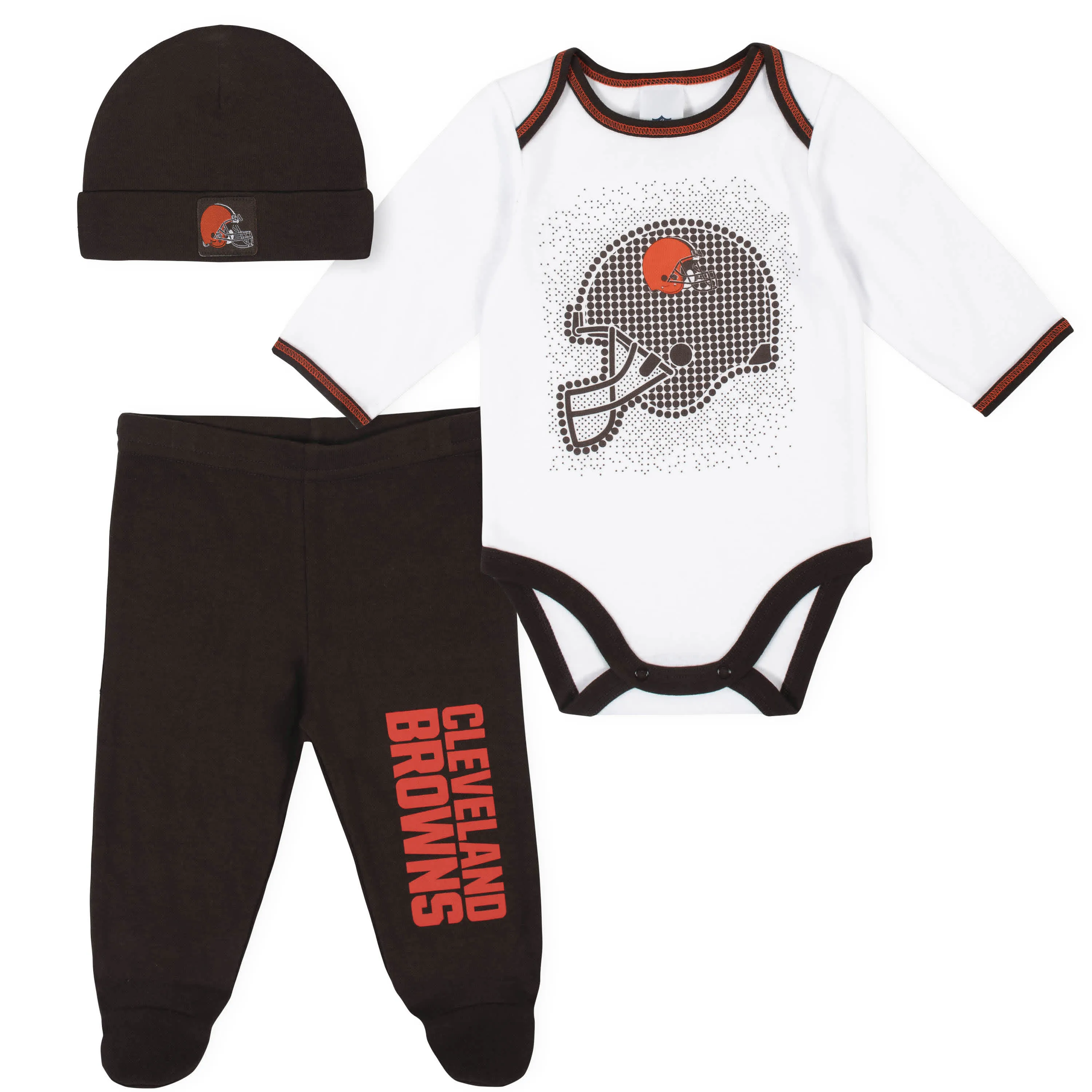 Browns Baby Boys 3-Piece Bodysuit, Pant, and Cap Set