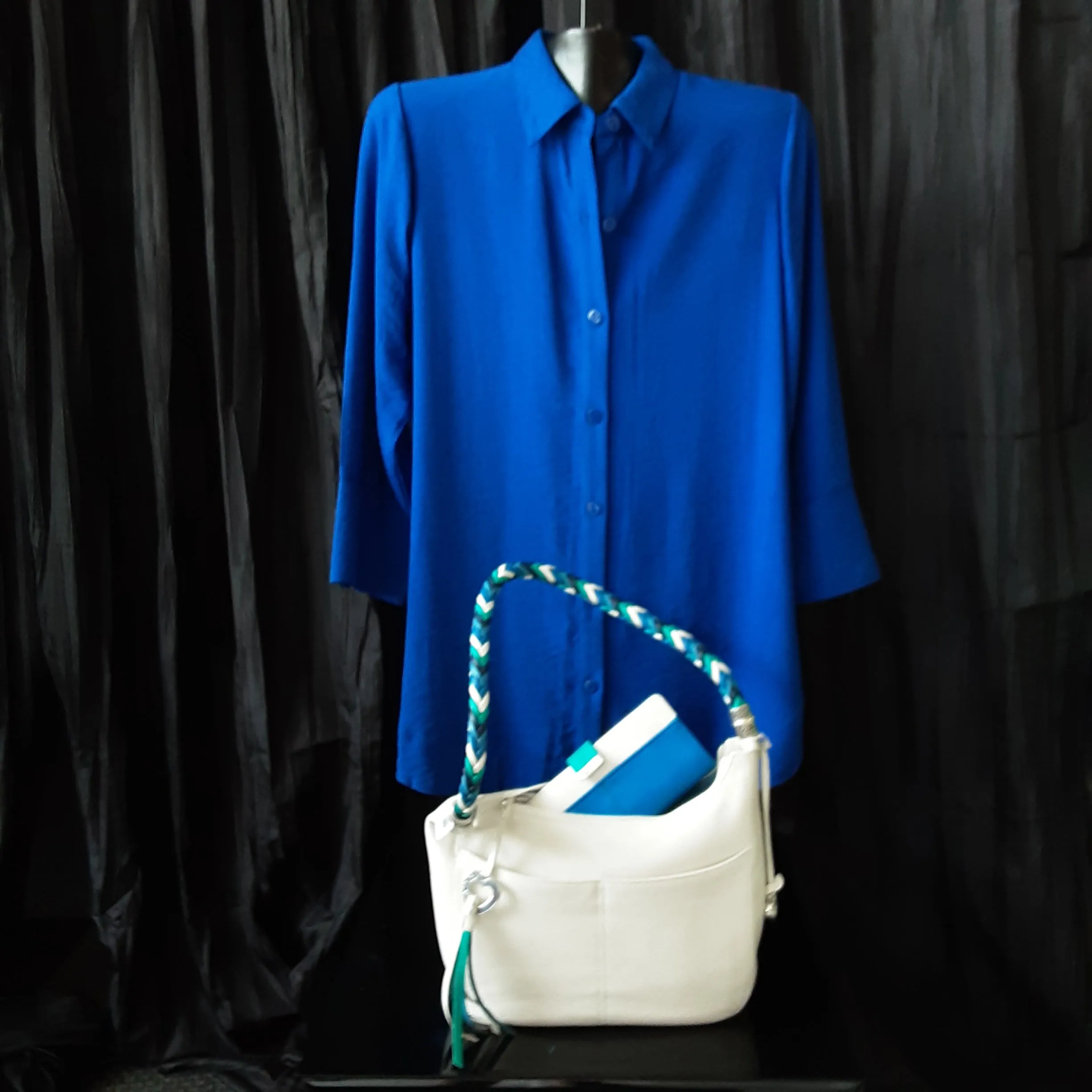 Button Down Tunic Blouse with Button Back Details