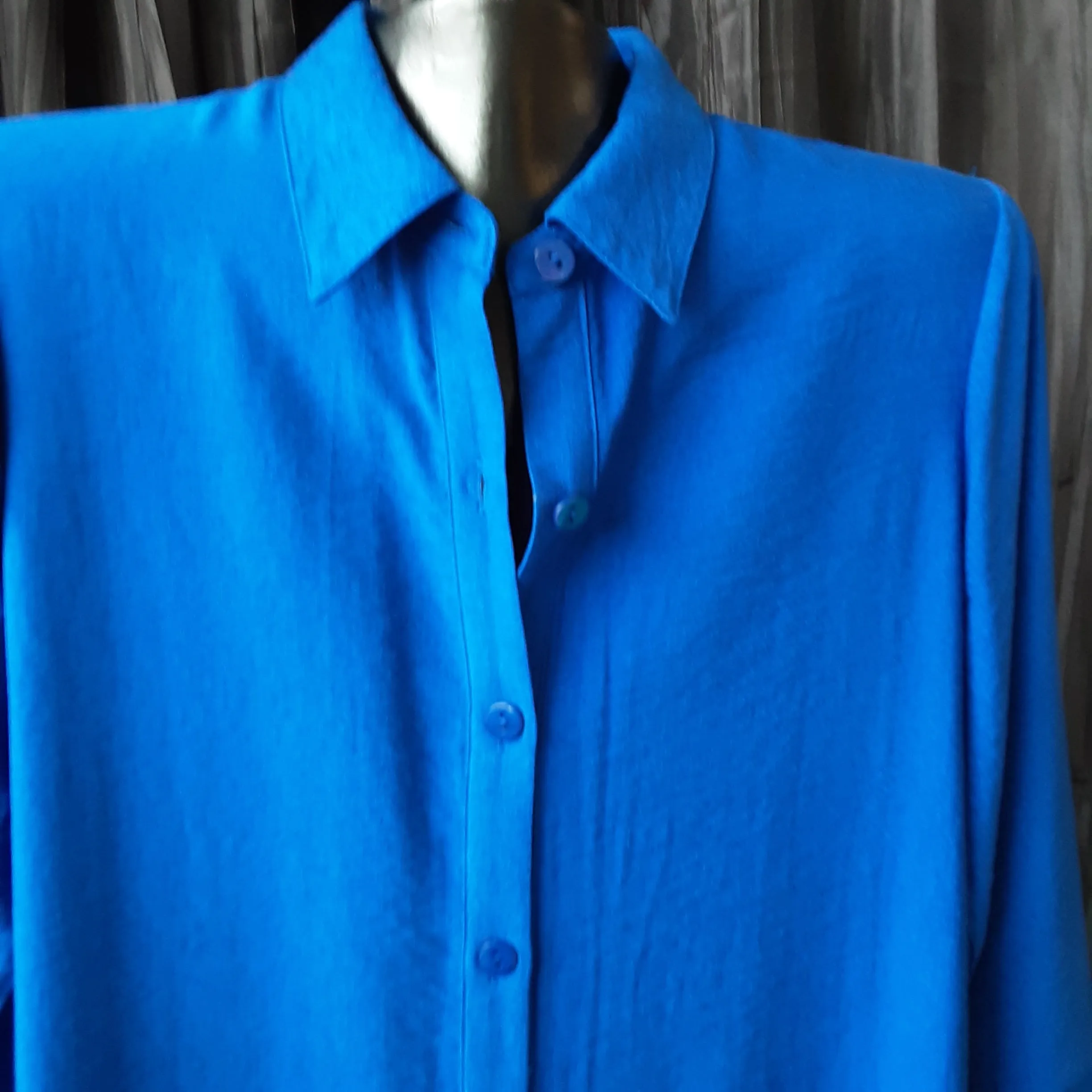Button Down Tunic Blouse with Button Back Details