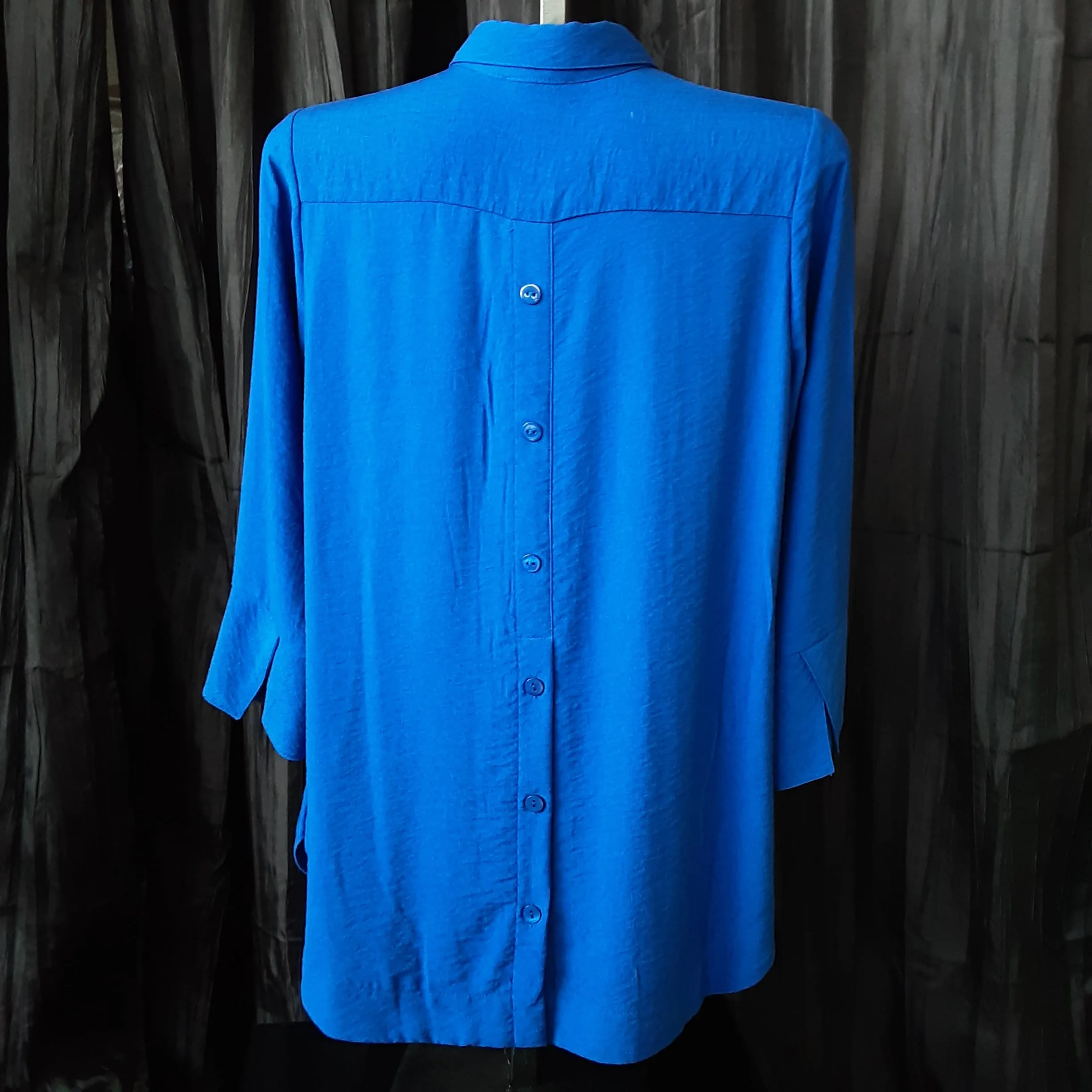 Button Down Tunic Blouse with Button Back Details