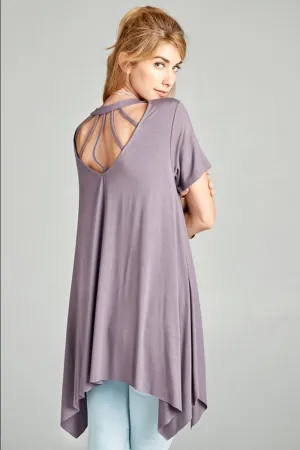 Caged Back Sharkbite Top, Ash Purple