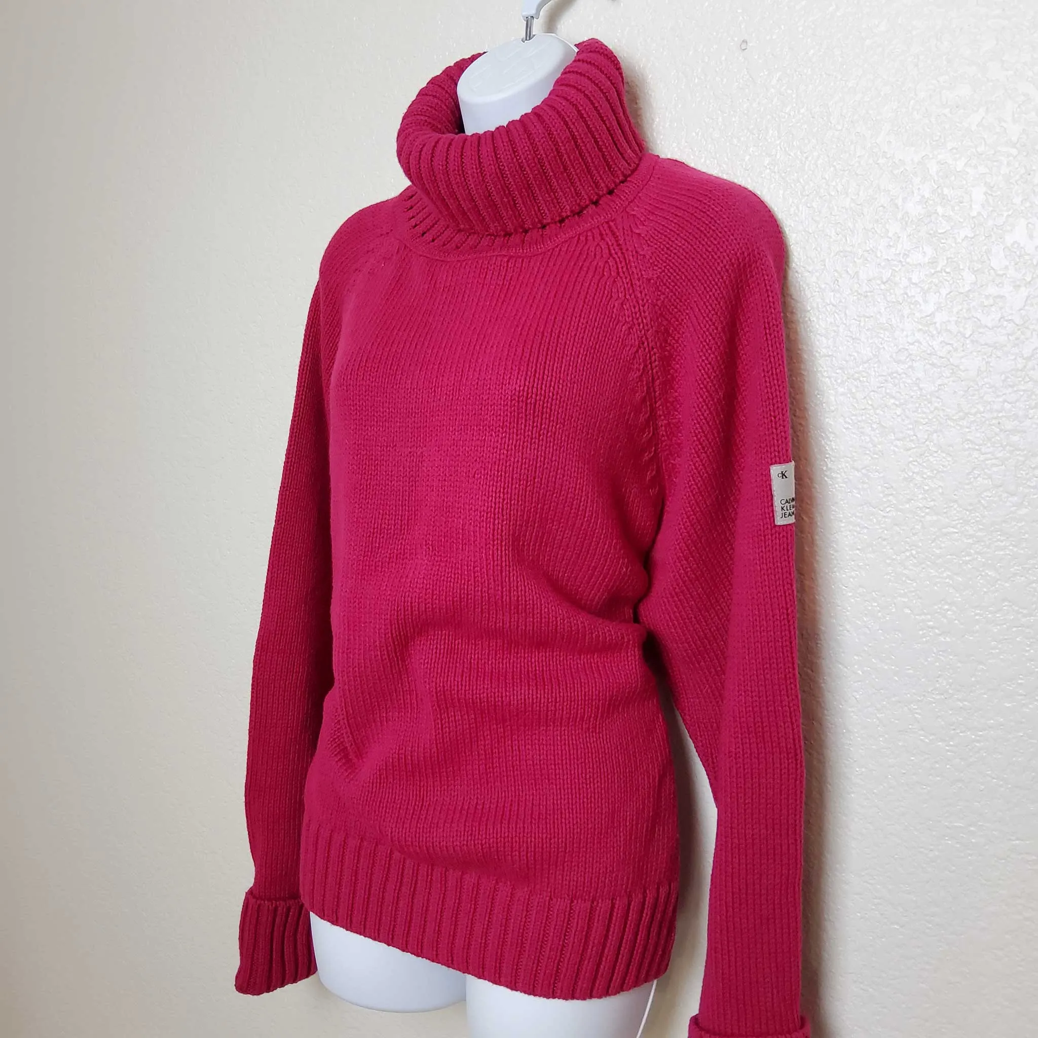 Calvin Klein Jeans Pink Turtleneck Sweater, Women's Extra Large