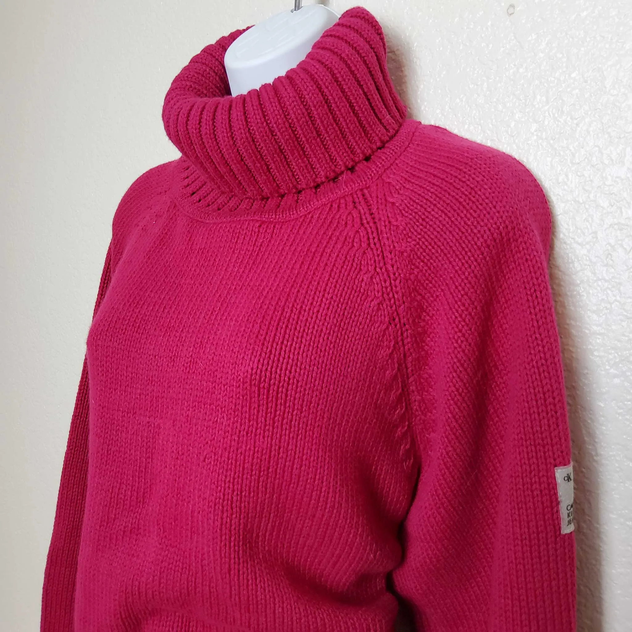 Calvin Klein Jeans Pink Turtleneck Sweater, Women's Extra Large