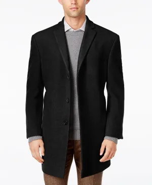 Calvin Klein Men's Prosper Wool-Blend X-Fit Over Coat 48L Black