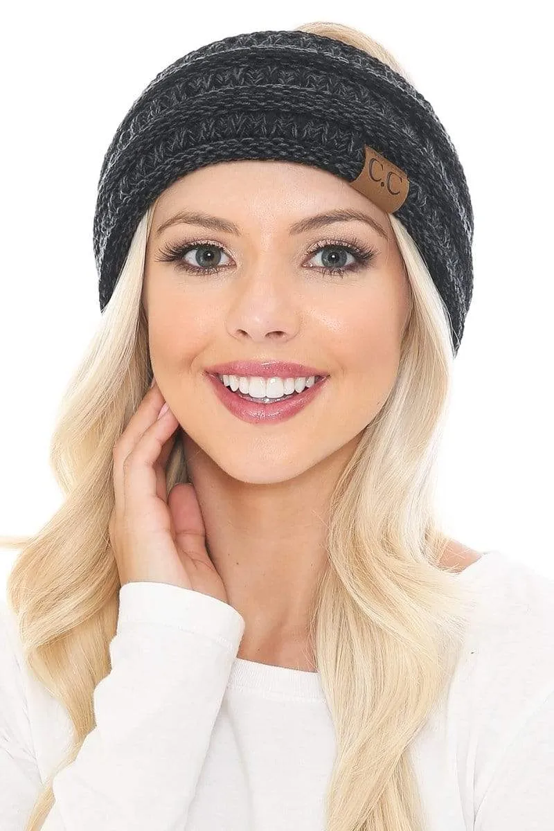 C.C HW826 - Soft Stretch Winter Warm Cable Knit Fuzzy Lined Ribbed Ear Warmer Headband