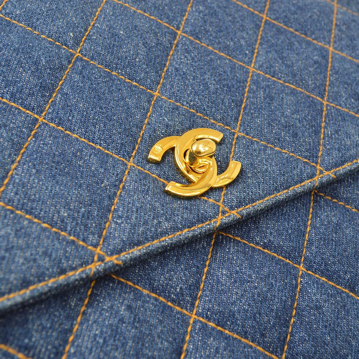 CHANEL 1996-1997 Denim Quilted Kelly 30 90049