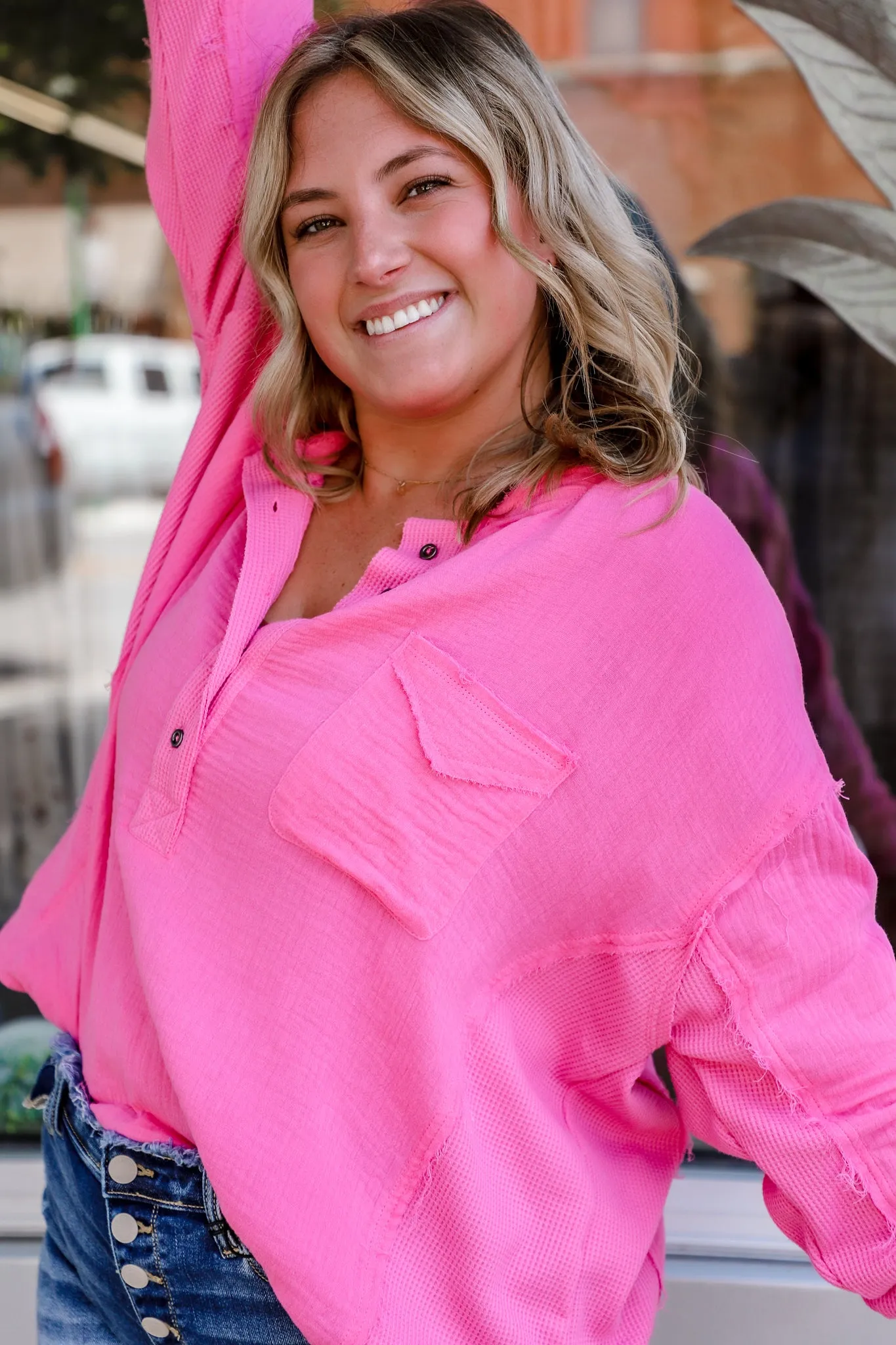 Charlotte Button Up Tunic--Pink