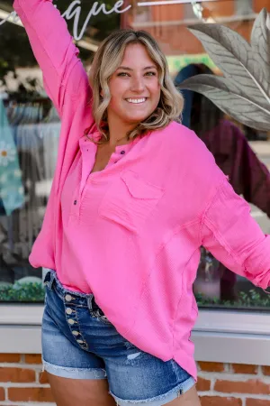 Charlotte Button Up Tunic--Pink