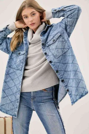 CLASSIC SHIRT JACKET IN A QUILTED DENIM