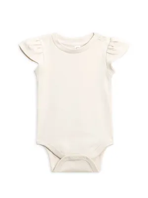 Colored Organics Pleated Petal Sleeve Organic Cotton Bodysuit with Shoulder Snaps