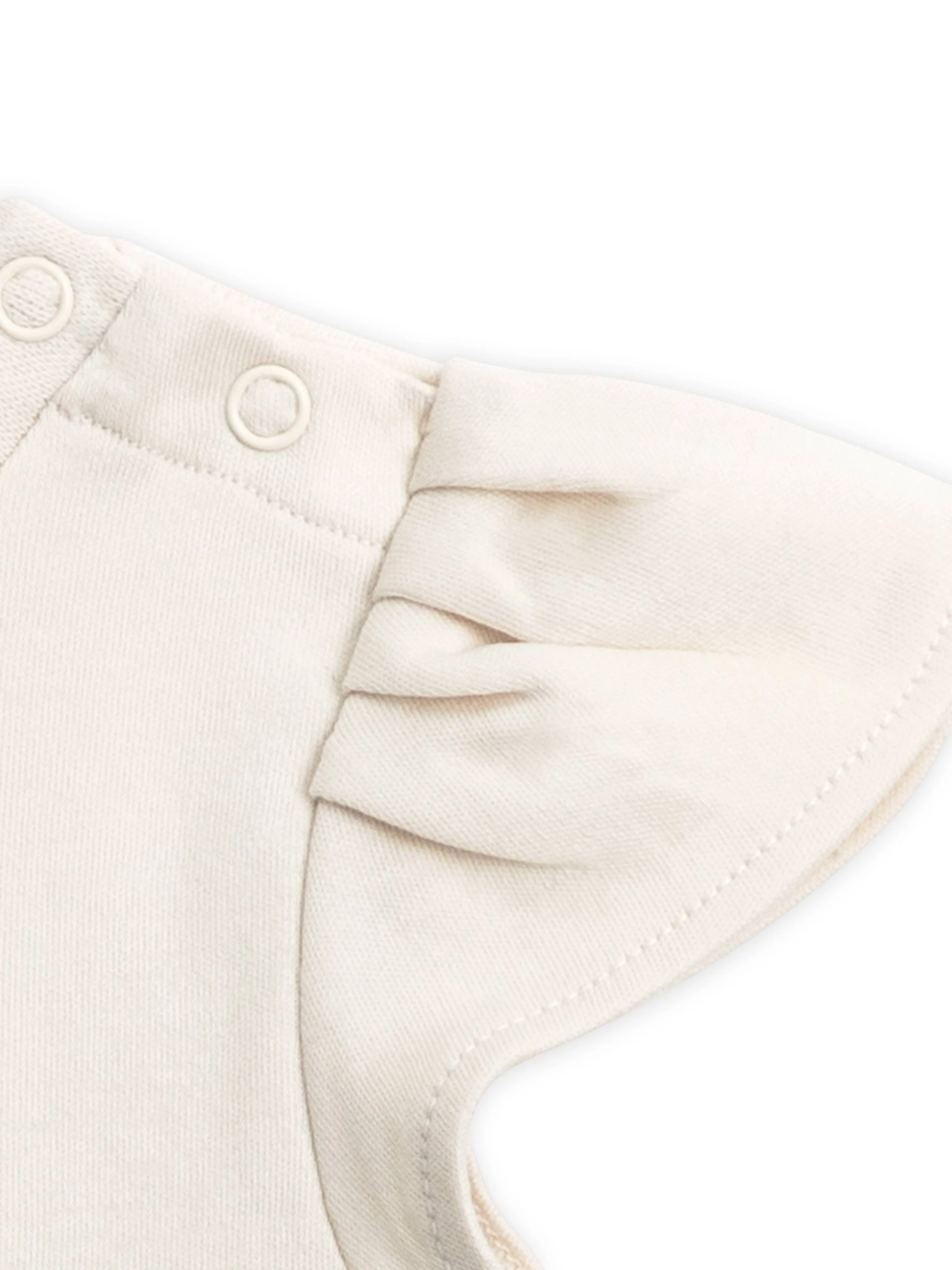 Colored Organics Pleated Petal Sleeve Organic Cotton Bodysuit with Shoulder Snaps
