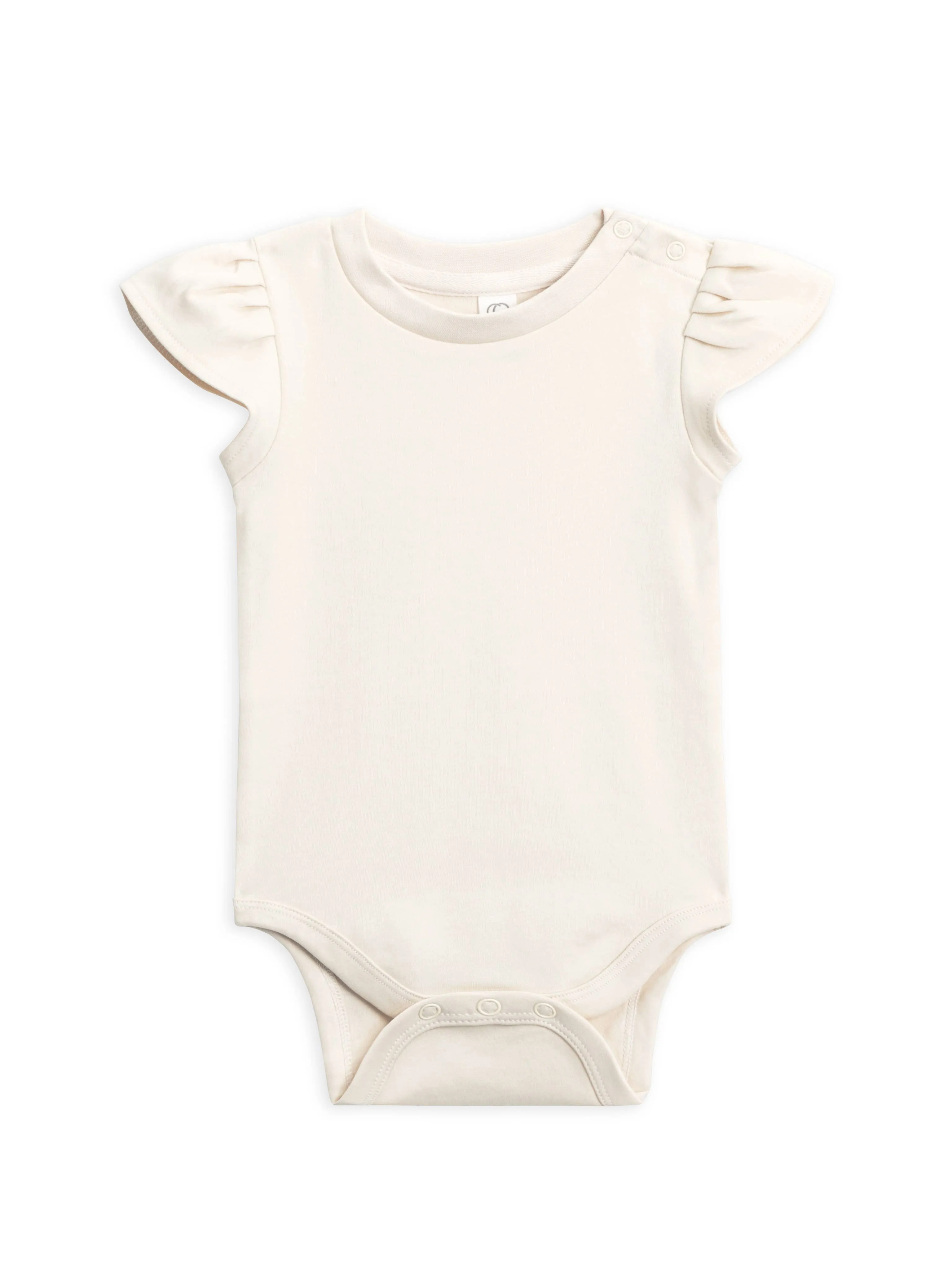 Colored Organics Pleated Petal Sleeve Organic Cotton Bodysuit with Shoulder Snaps