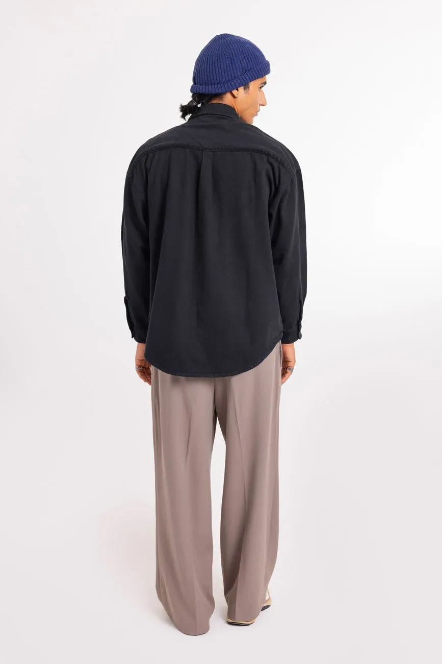 Cotton Twill Shacket // Black
