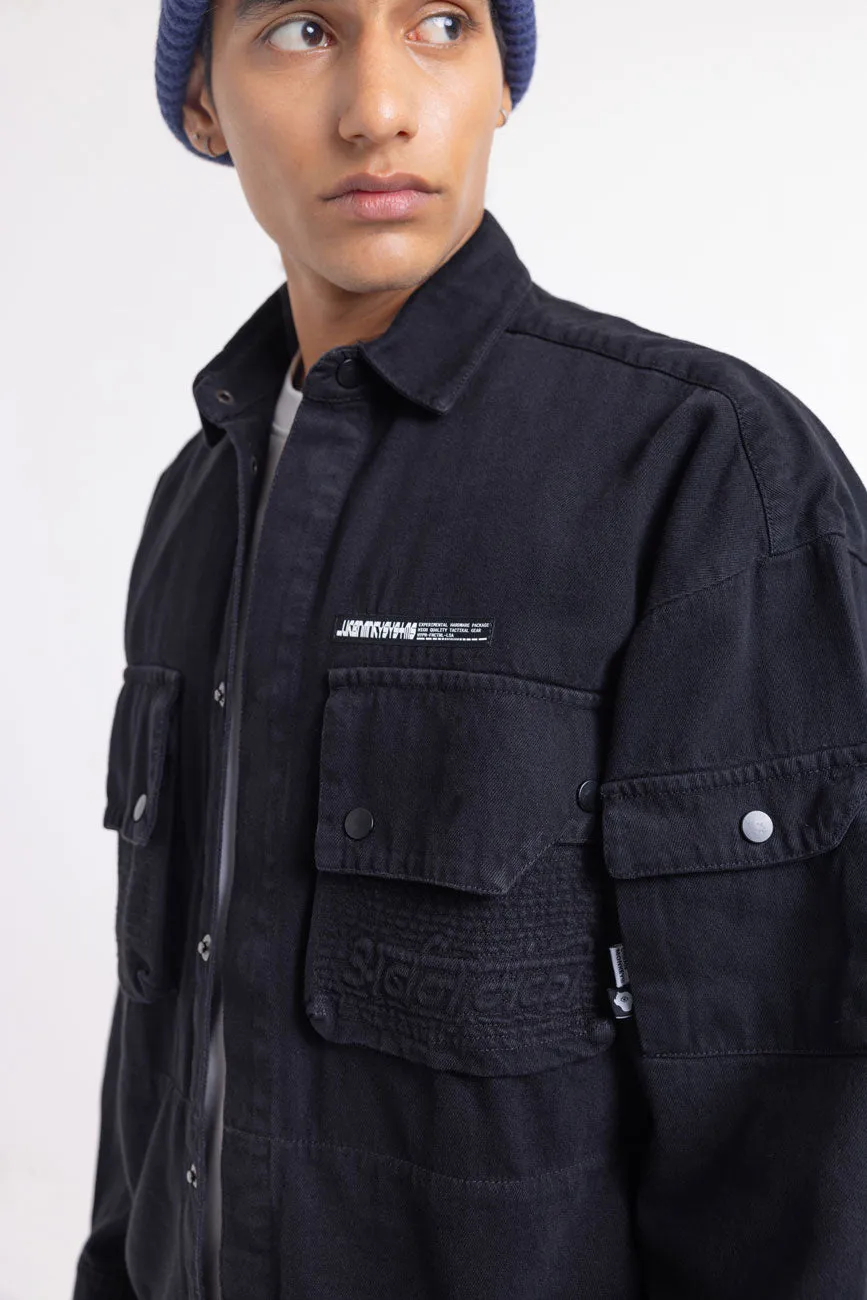 Cotton Twill Shacket // Black