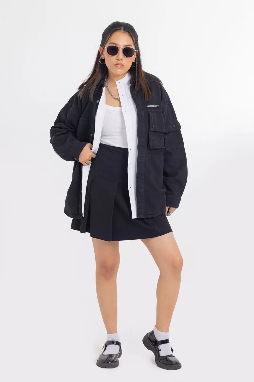 Cotton Twill Shacket // Black