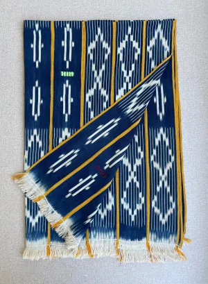 Crafted Tie Dyed African  Baule Indigo Ikat Cloth, Vintage Cotton Fabric, Home Decor