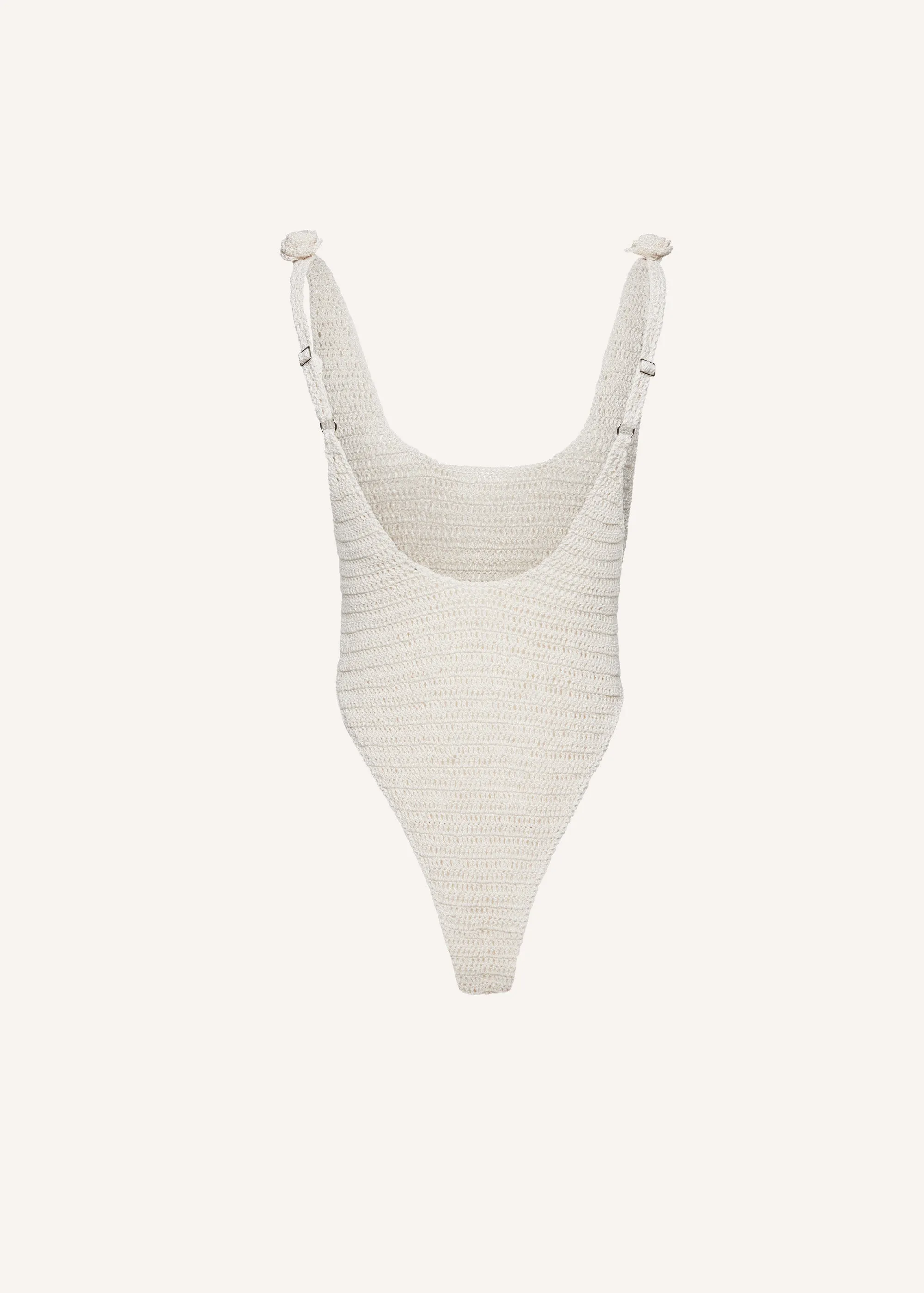 Crochet rosette bodysuit in beige