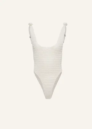 Crochet rosette bodysuit in beige
