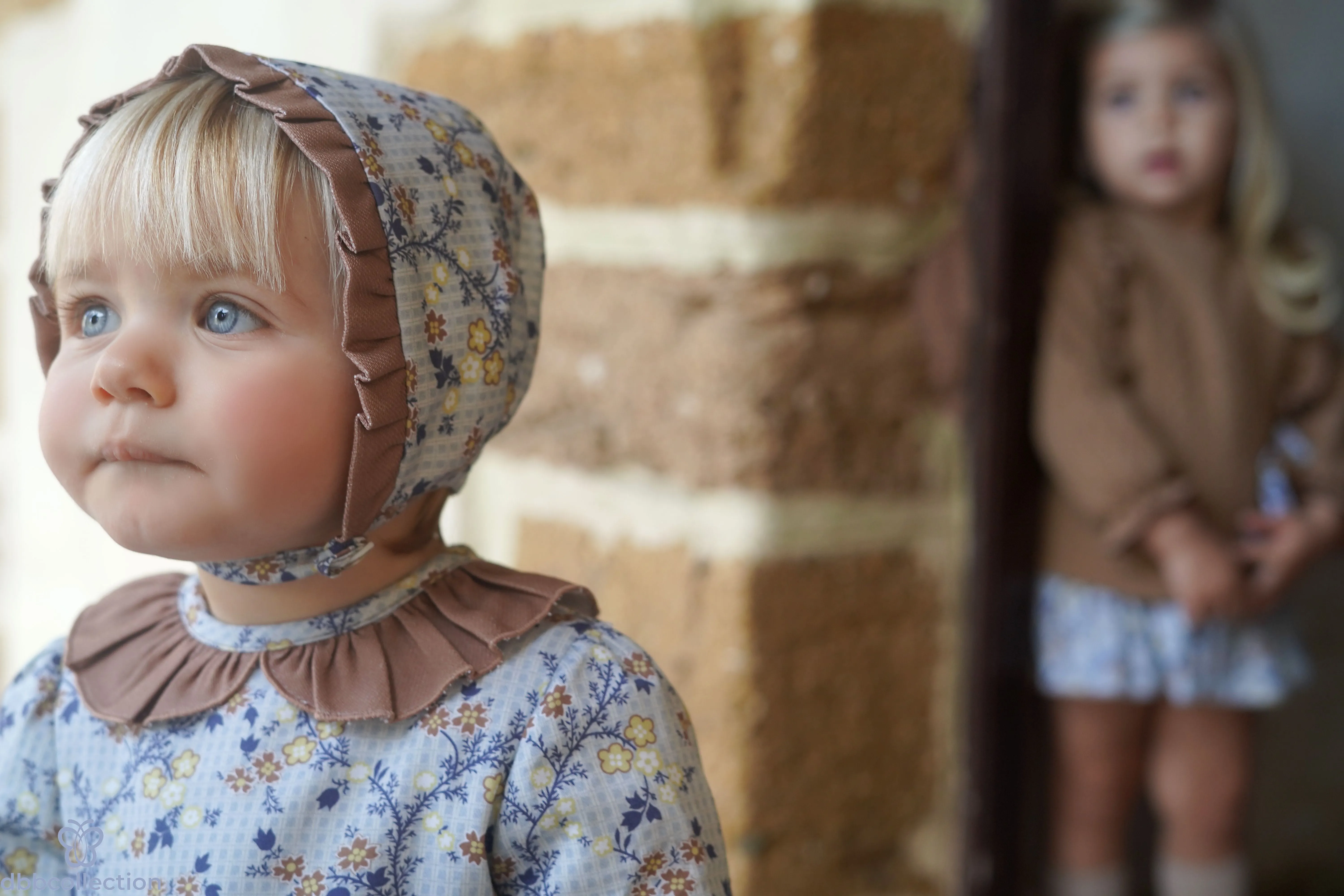 DBB Collection AW24 - Girls Camel & Blue Print Dress & Headpiece