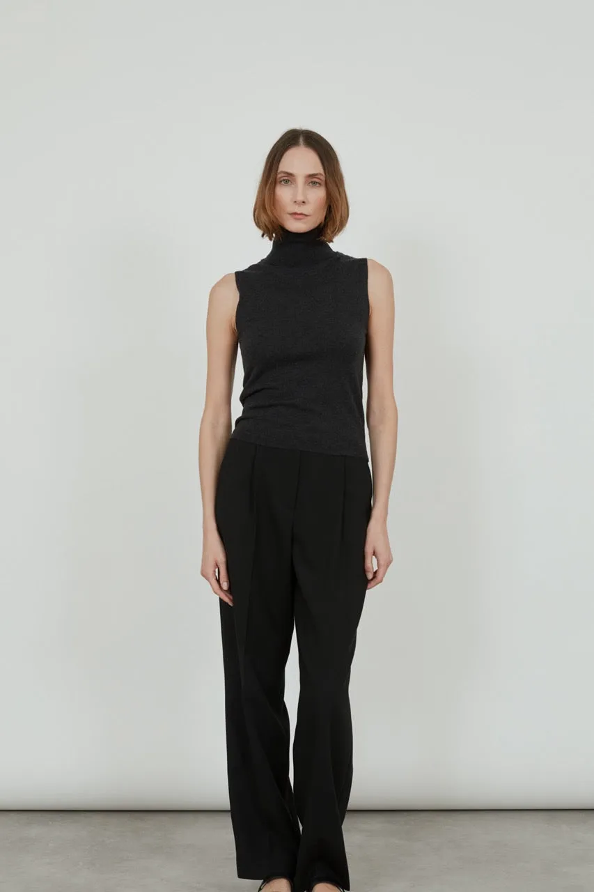 Deborah knitted top | Dark grey - Ultrafine merino-cashmere-silk blend