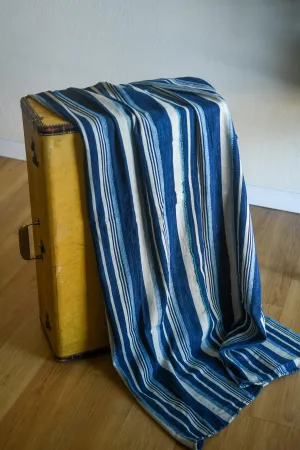 Decorative African Indigo Textile, Blue White Vintage Cotton Fabric