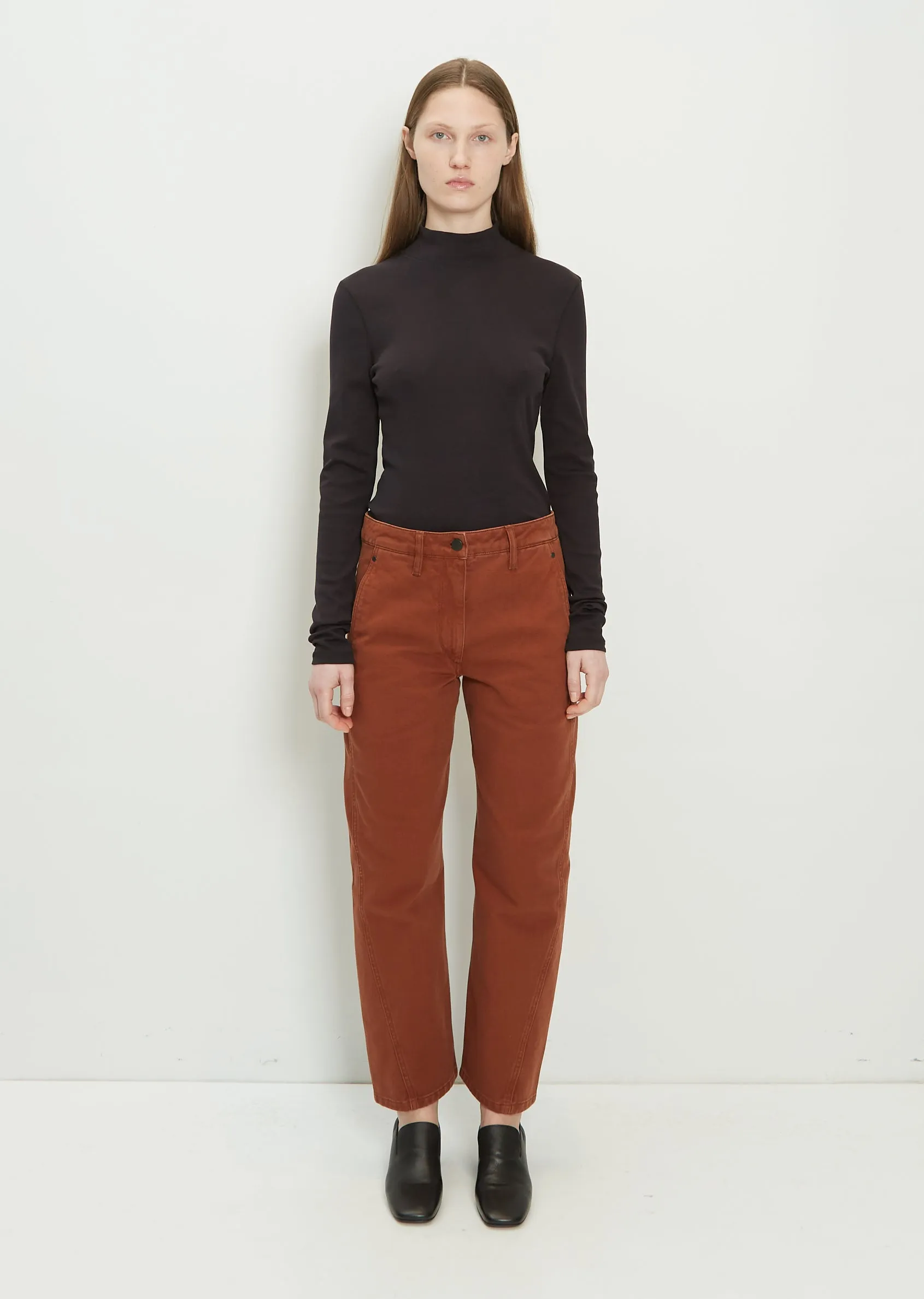 Denim Twisted Pant — Brick Brown