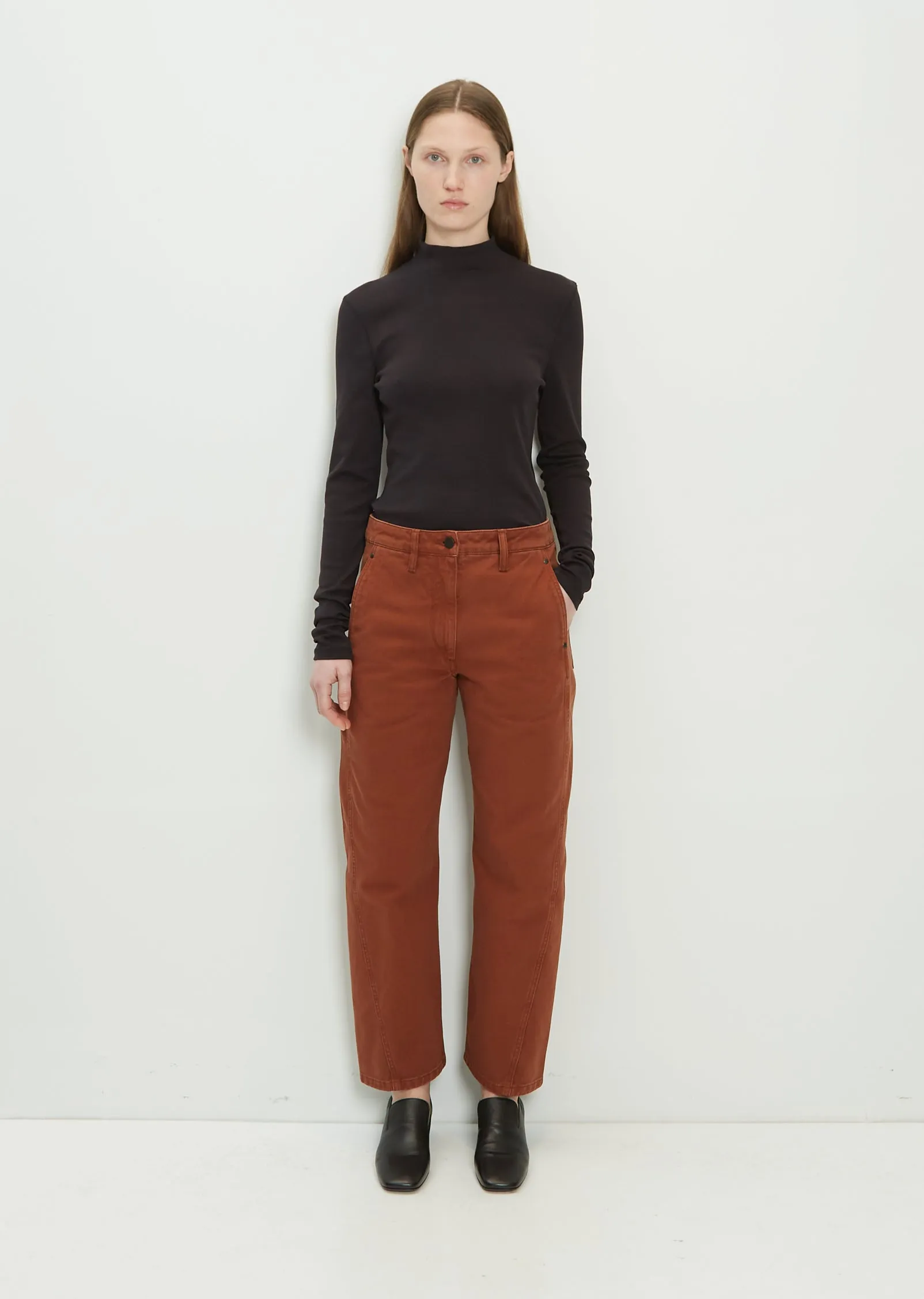Denim Twisted Pant — Brick Brown