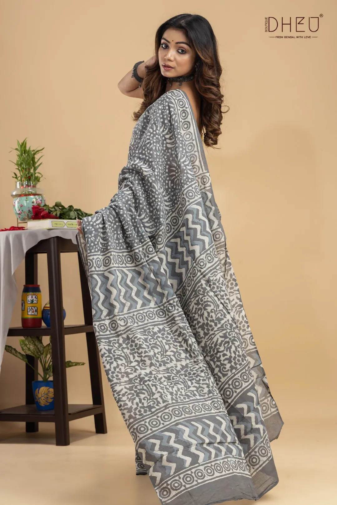 Designer Ajrakh Handloom Saree
