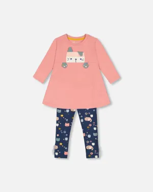 Deux Par Deux Printed Tunic & Leggings Set - Cat