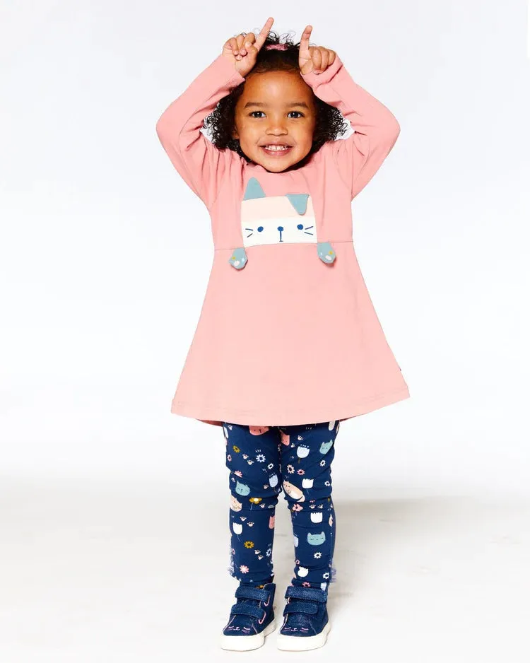 Deux Par Deux Printed Tunic & Leggings Set - Cat
